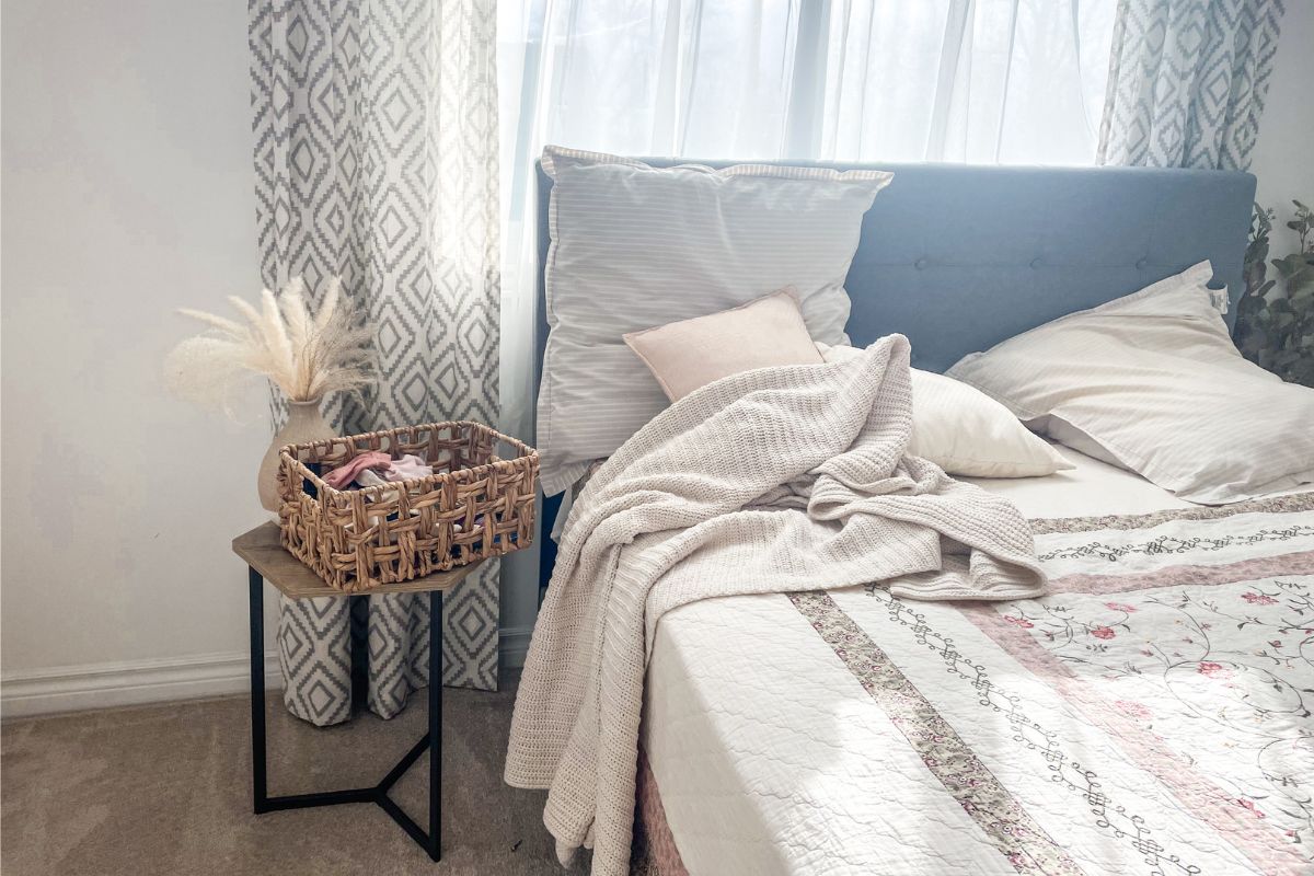 postpartum mother's basket by bedside