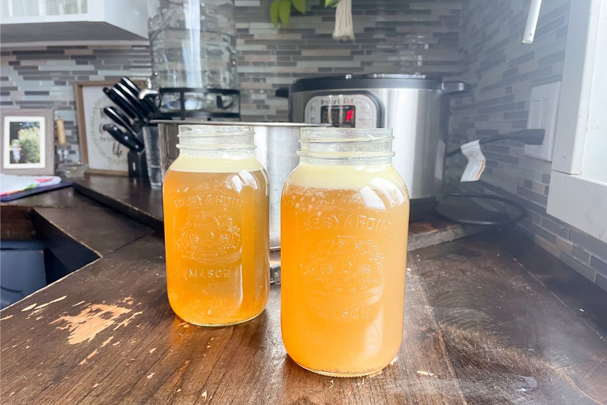 two jars of homemade bone broth