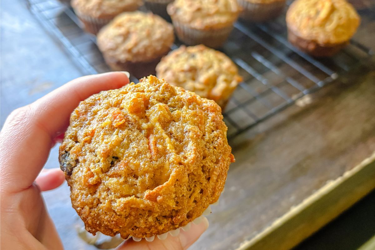 freshly milled morning glory muffins for postpartum snack