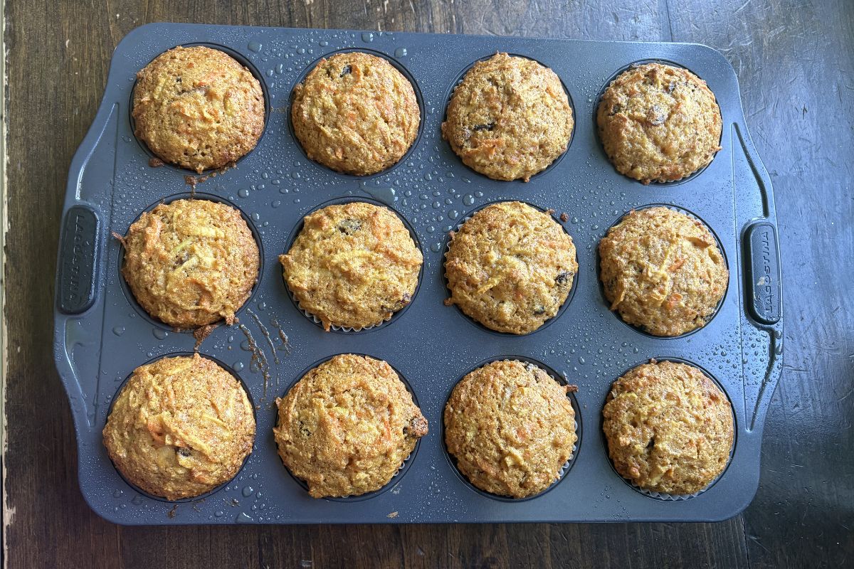 healthy morning glory muffins with freshly milled flour